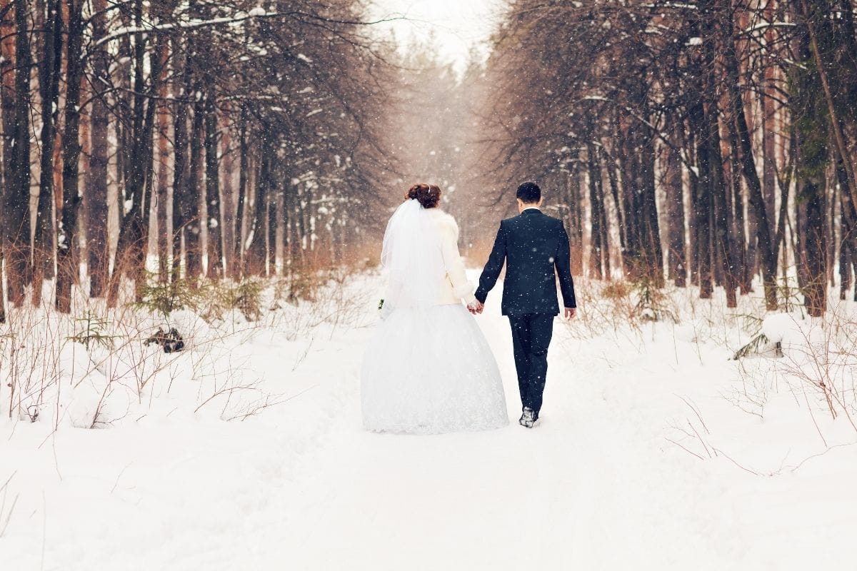 mariage hiver fôret nature amour love wedding winter